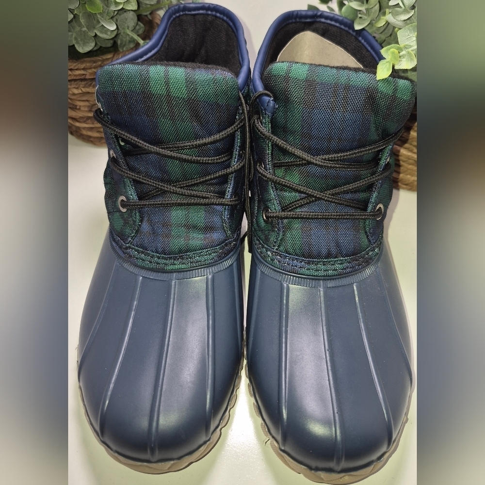NWT Womens Rain Boots St. John's Bay Denton Flat Heel Green Blue Duck boot sz 8 - Picture 2 of 6